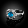 White Gold Topaz Gemstone Engagement Ring with Diamond Setting.