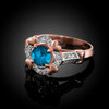 Rose Gold Topaz Gemstone Engagement Ring with Diamond Setting.