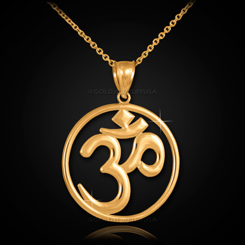 Gold Om Open Medallion Pendant | Gold Jewelry USA