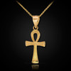 Solid gold ankh pendant necklace.
