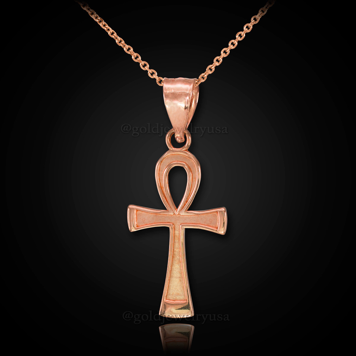 Rose Egyptian Ankh Cross Necklace