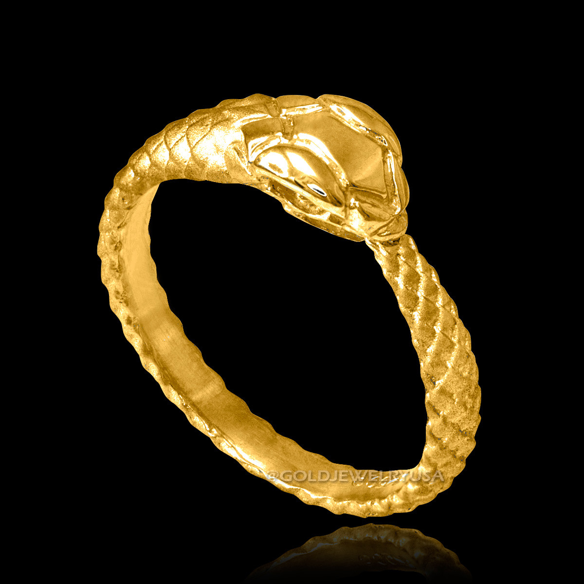Solid Gold Ouroboros Snake Ladies Ring Band