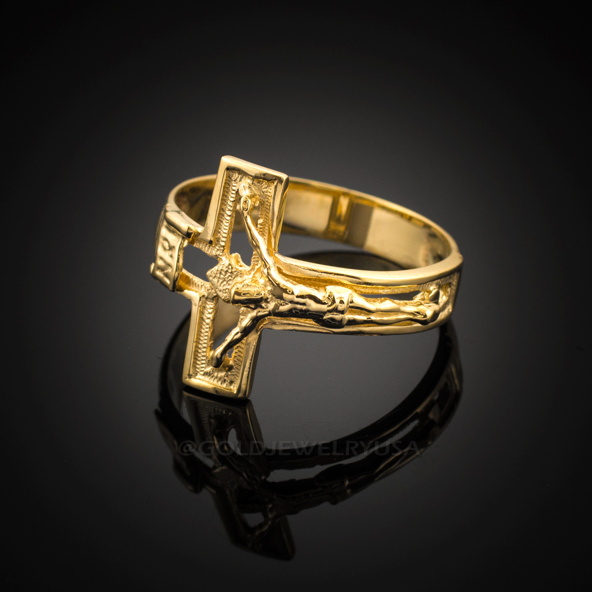 14k yellow gold Diamond Cross Ring - Germani's Jewelry