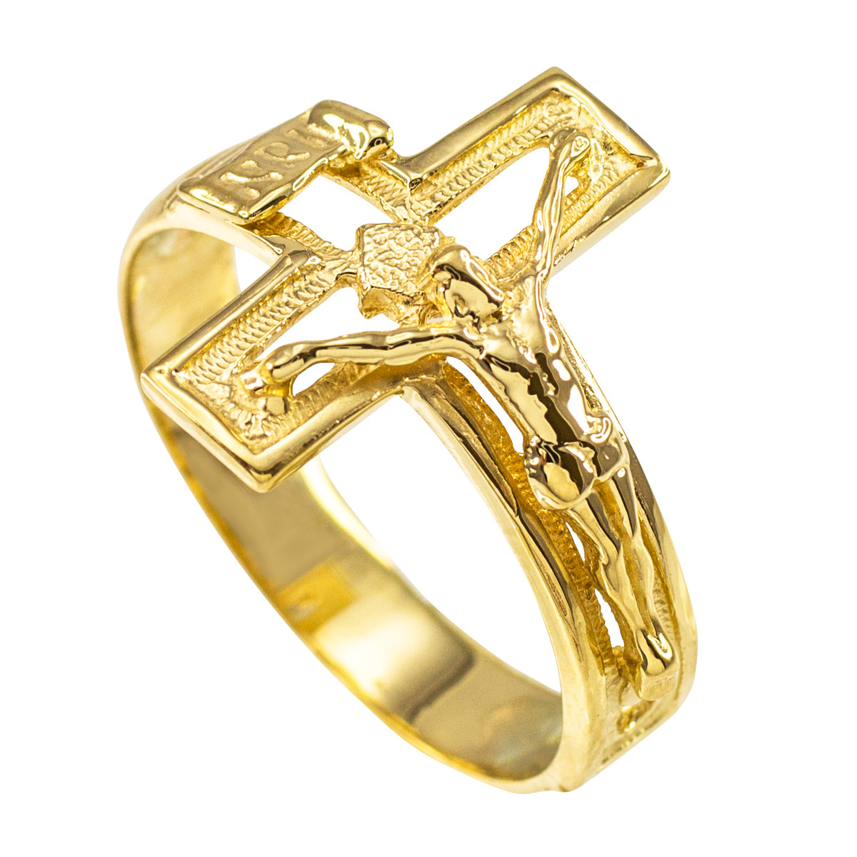 Gold Crucifix Cross Ring