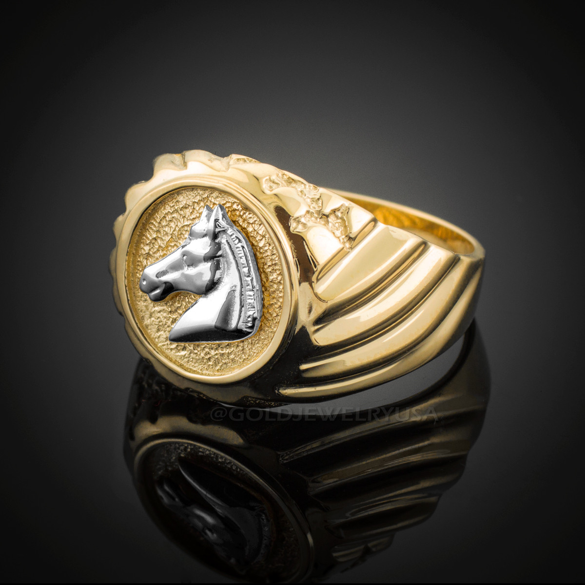 10K Yellow Gold Cubic Zirconia Horseshoe & Horse Head Ring - Size  4|Amazon.com