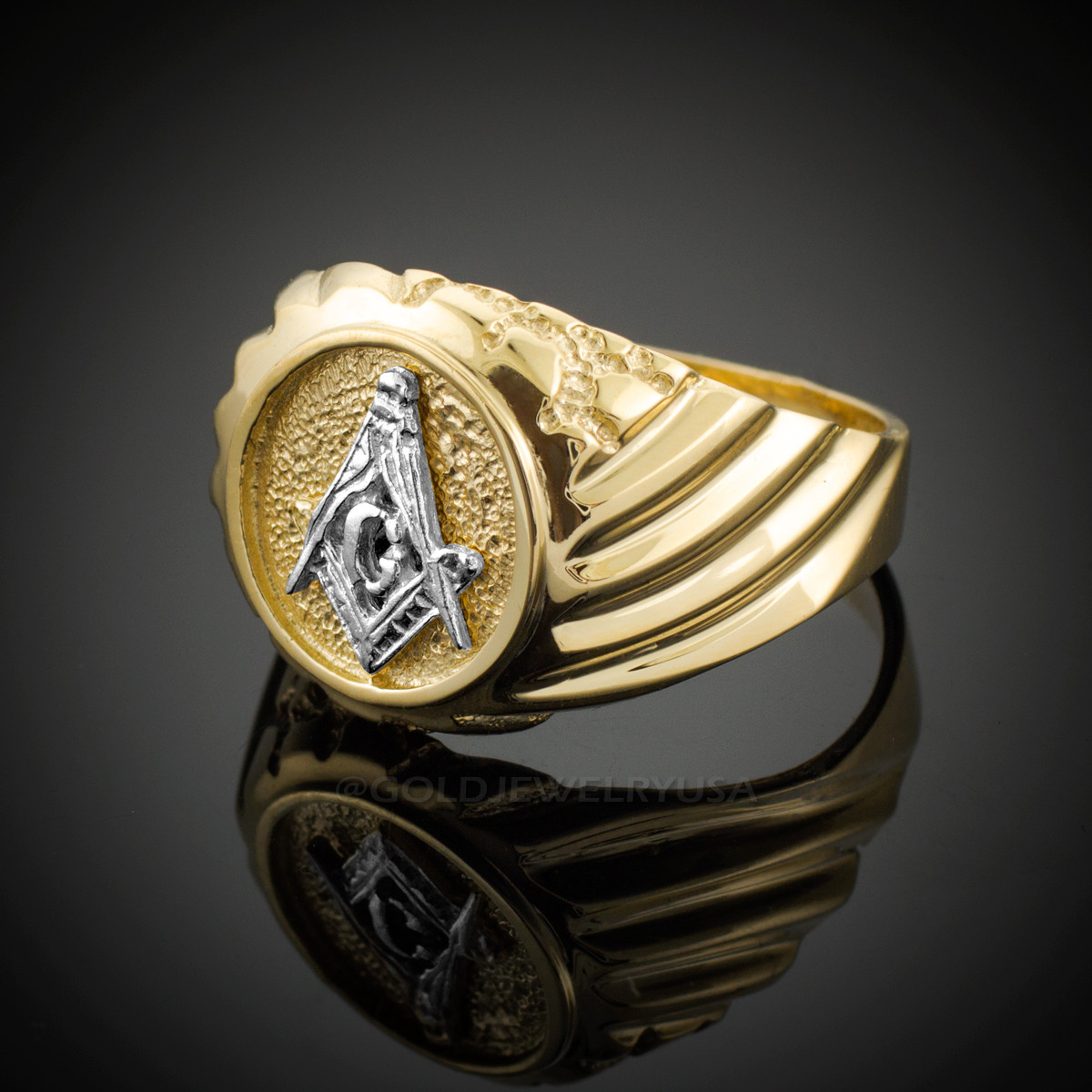 14k Gold Masonic Master Mason Ring | Sarraf.com