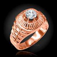 Rose Gold Watchband Design Men's CZ Ring