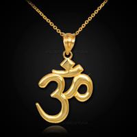 Solid Gold Om Pendant Necklace