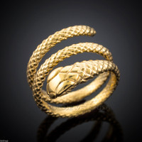 Solid Gold Coiled Snake Ring 