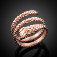 Solid Rose Gold Coiled Snake Ring 