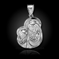 White Gold Holy Mother And Child Pendant