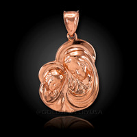 Rose Gold Holy Mother And Child Pendant
