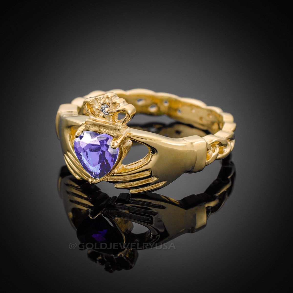 Claddagh amethyst clearance ring