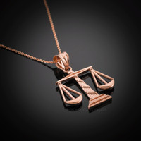 Rose Gold Scales of Justice Pendant Necklace