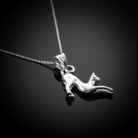 Solid White Gold Cat Pendant Necklace