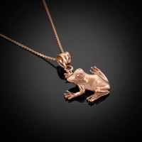 Solid Rose Gold Frog Charm Necklace