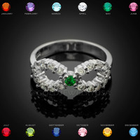Solid Gold Infinity Birthstone CZ Ring