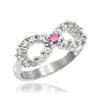 white gold pink cz infinity ring