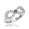 white gold blue sapphire cz infinity ring