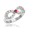 white gold red ruby cz infinity ring