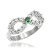 white gold emerald green cz infinity ring