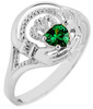 White Gold Claddagh Ring with Emerald