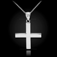 White Gold Greek Cross Pendant Necklace