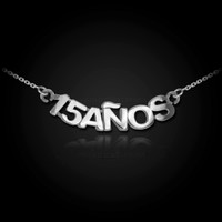 14K White Gold 15 Años Quinceanera Necklace