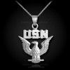 White gold US Navy necklace