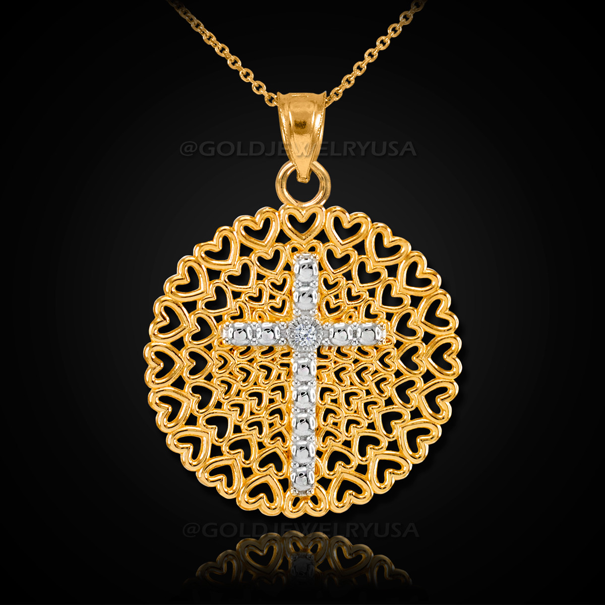 Gold Plated Stainless Steel Two Tone Cross Jesus Pendant Necklace - China  Stainless Steel Necklace and Gemstone Necklace price | Made-in-China.com