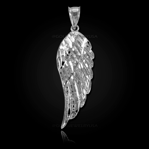 White Gold Angel Wing Pendant 9525