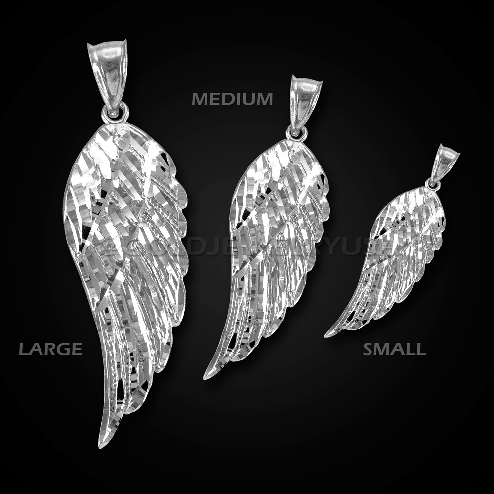 White gold deals angel wing necklace