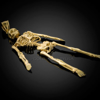 Diamond-Cut Gold 3D Skeleton Dangle Pendant