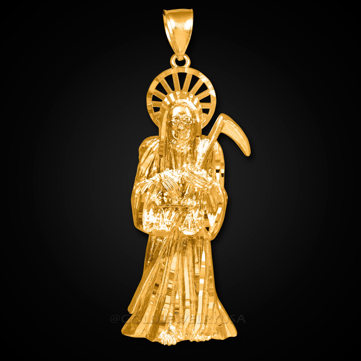 Gold Santa Muerte Pendant Gold Santa Muerte Pendant