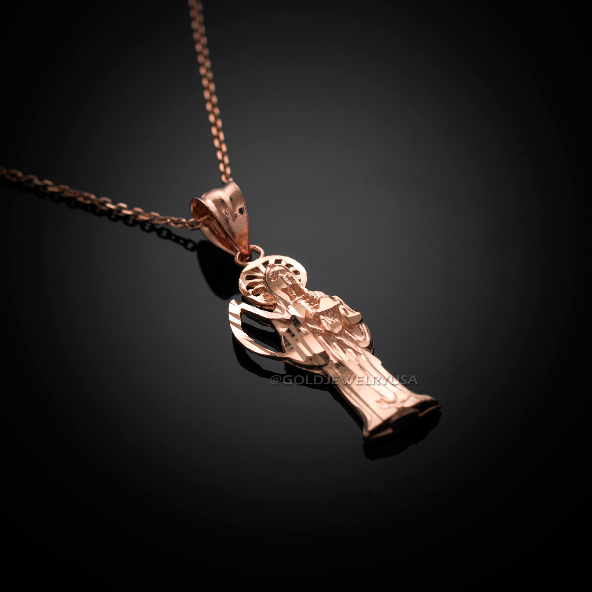 Rose Gold Santa Muerte Pendant Necklace