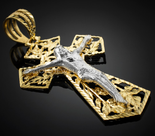 Two-tone Gold Crucifix Pendant