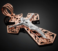 Two-tone Rose Gold Men's Crucifix Pendant
