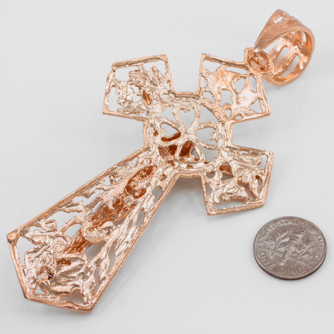 10K Rose Gold Extra Large Crucifix Hip-Hop Pendant