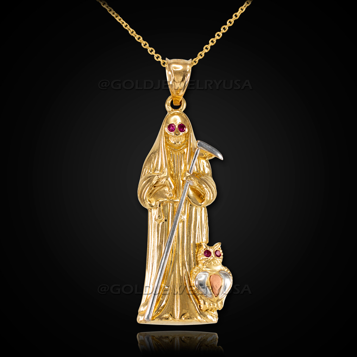 santa muerte necklace 14k gold