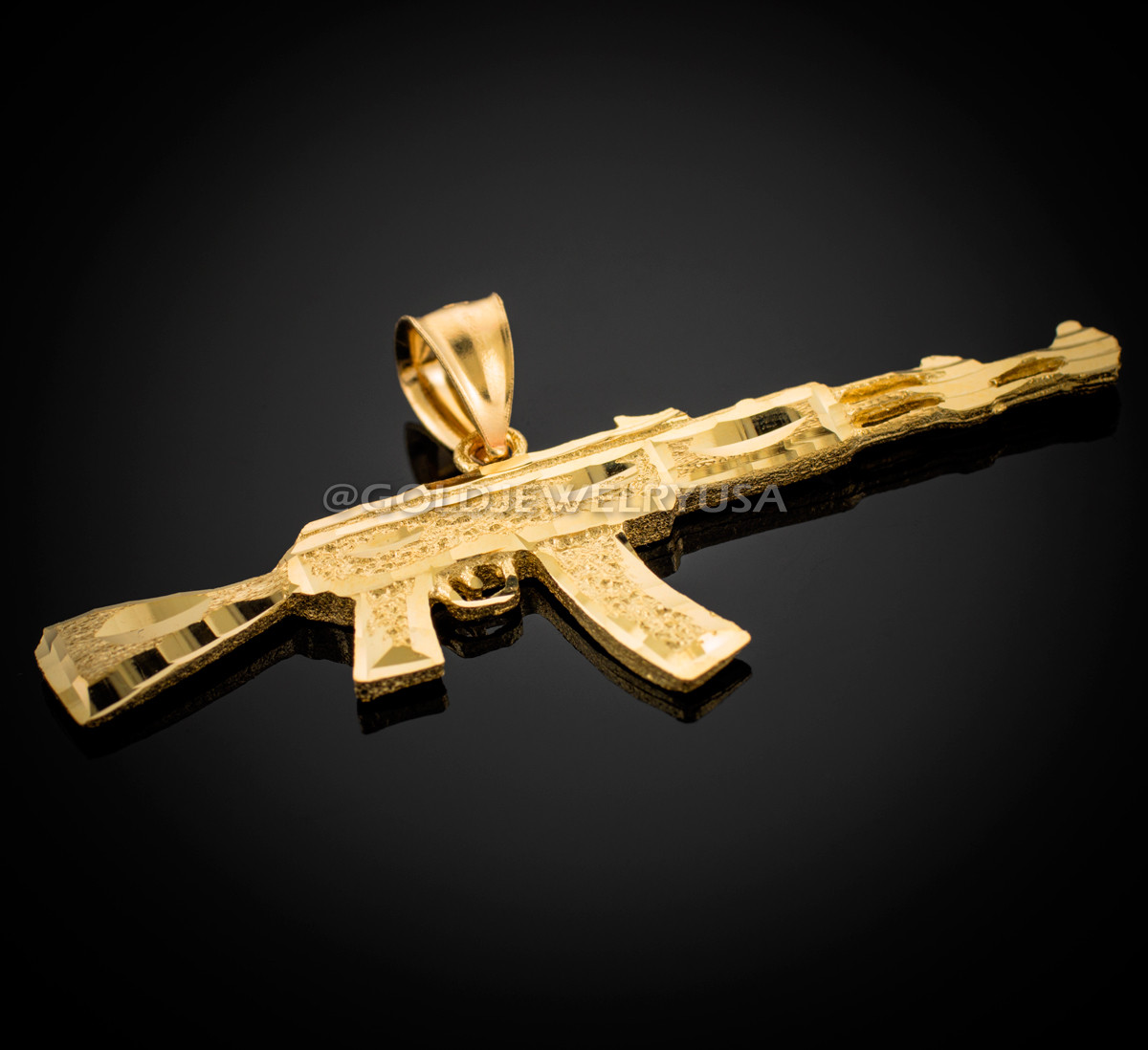 10k Yellow gold Diamond AK 47 Rifle Gun Men's Charm Pendant ak47 necklace |  eBay
