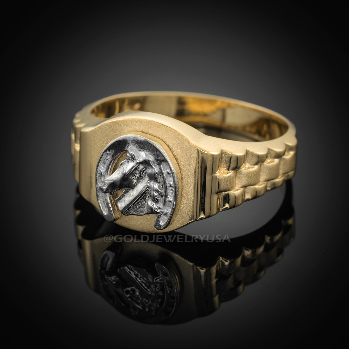 Horse Ring Black Hills Gold on Silver . Sku:MR1376
