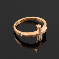 Solid Rose Gold Sideways Cross Ring