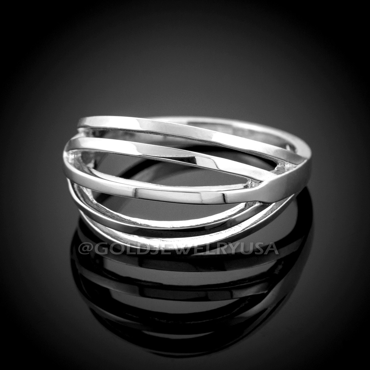 Solid White Gold Layered Ring
