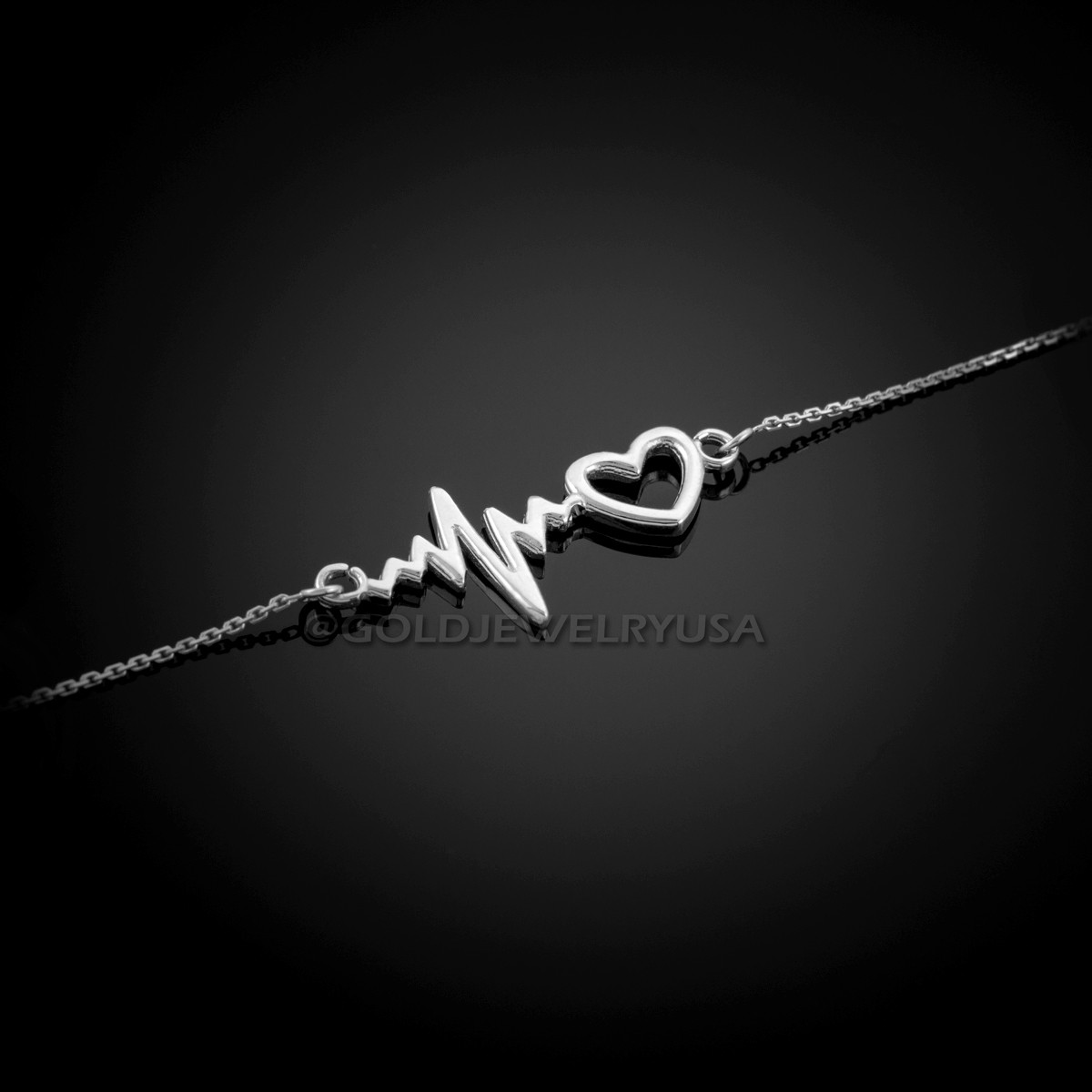 14k Yellow, White or Rose Gold Diamond Heartbeat Necklace, 16-18 Inch - The  Black Bow Jewelry Company