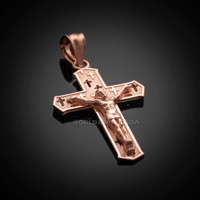 Rose Gold Crucifix Cross Pendant Necklace