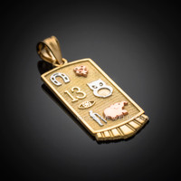 Solid Yellow Gold Lucky Pendant Necklace