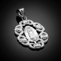 White Gold Lady Guadalupe Pendant Necklace