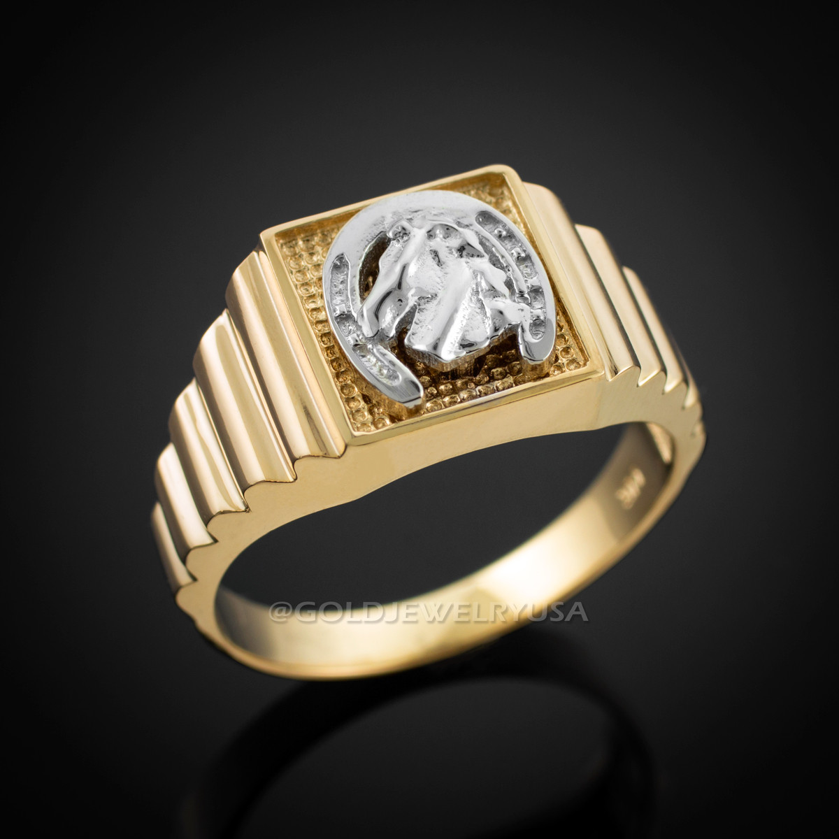 14K Yellow Gold Ruby Mens Ring by Luxurman 000495