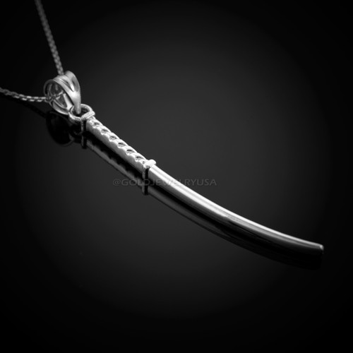 White Gold Katana Sword Necklace