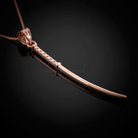 Rose Gold Japanese Katana Long Sword Pendant Necklace
